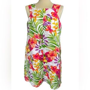 Tommy Bahama floral tropical print linen shift sundress size 6